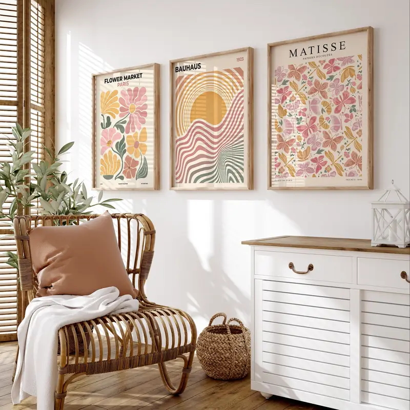 Abstract Canvas Set - 3-teiliger rahmenloser dekorativer Kunstdruck, 3-teiliges Set