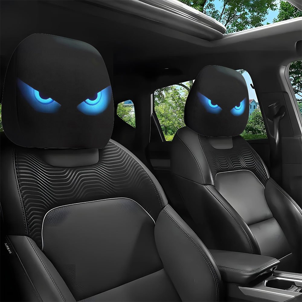 Interior Design Whimsical - 2 Stück Auto-Kopfstützenbezüge mit coolem Blau-Augen-Design.