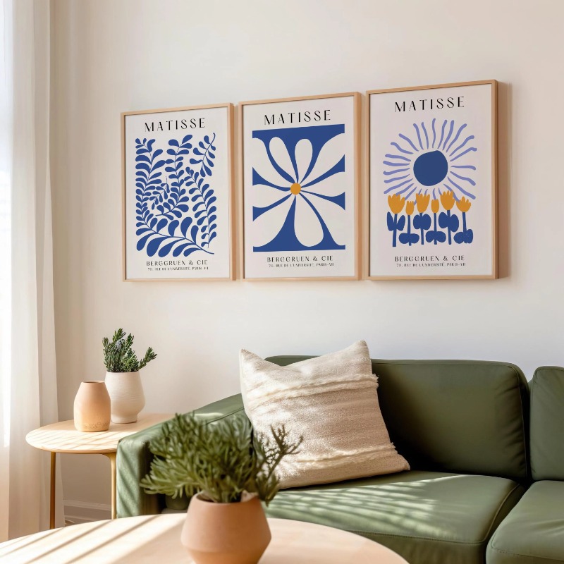 Abstract Canvas Set - Blaue Matisse-Drucke, Set mit 3 Drucken