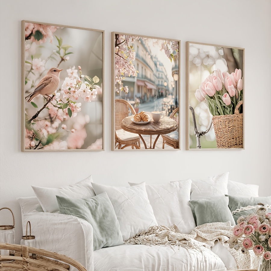 Abstract Canvas Set - 3-teiliges Set Romantische Pariser Straße Leinwanddruck