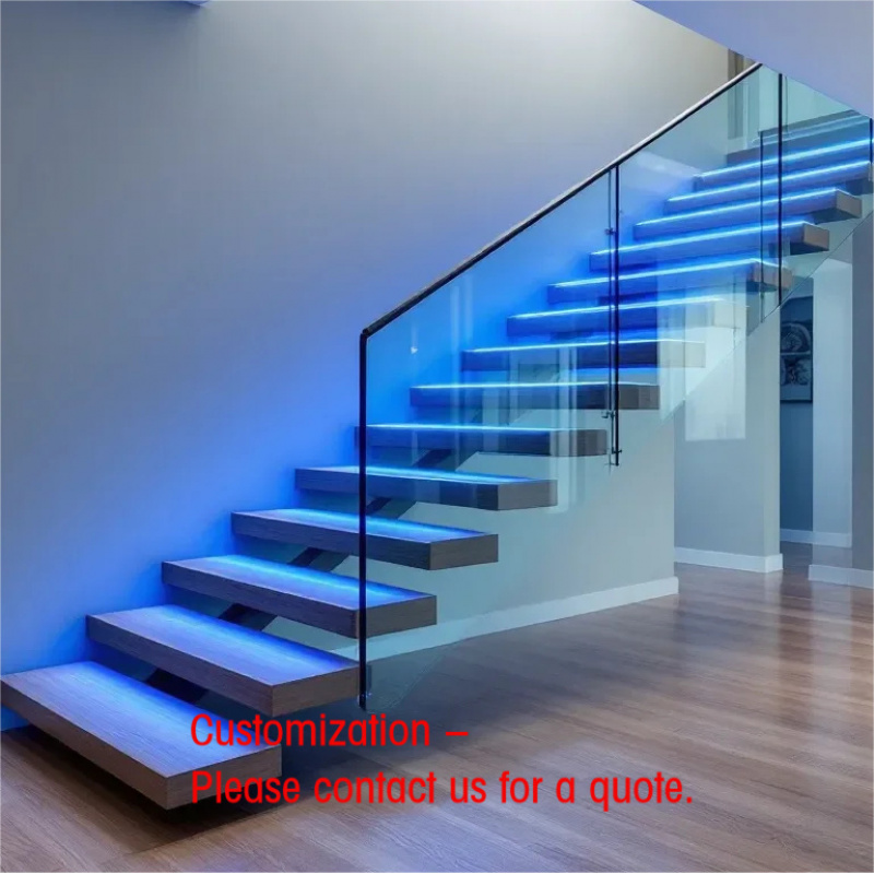 Interior Design Open Space - Maßgefertigte Minimalistische Freischwebende Treppe mit Versteckter