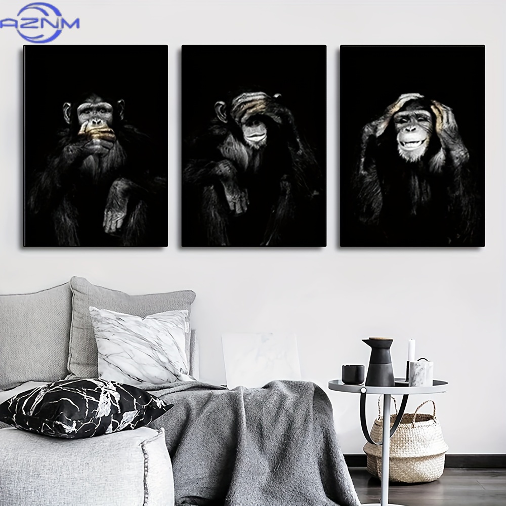 Abstract Canvas Set - 3-teiliges Set Großformatige Ungerahmte Retro Schwarz-Weiß